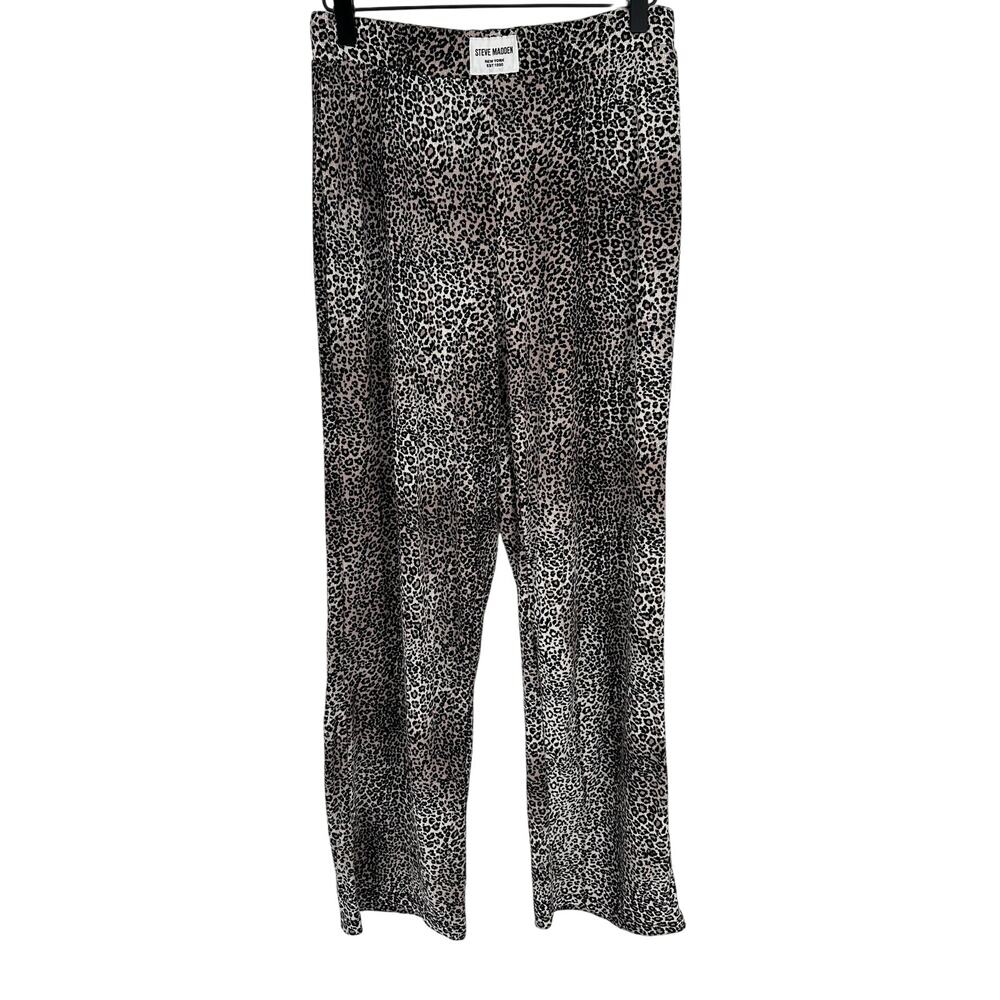 Steve Madden Leopard Leggings Small S Black Brown Animal Print High Waist Lounge